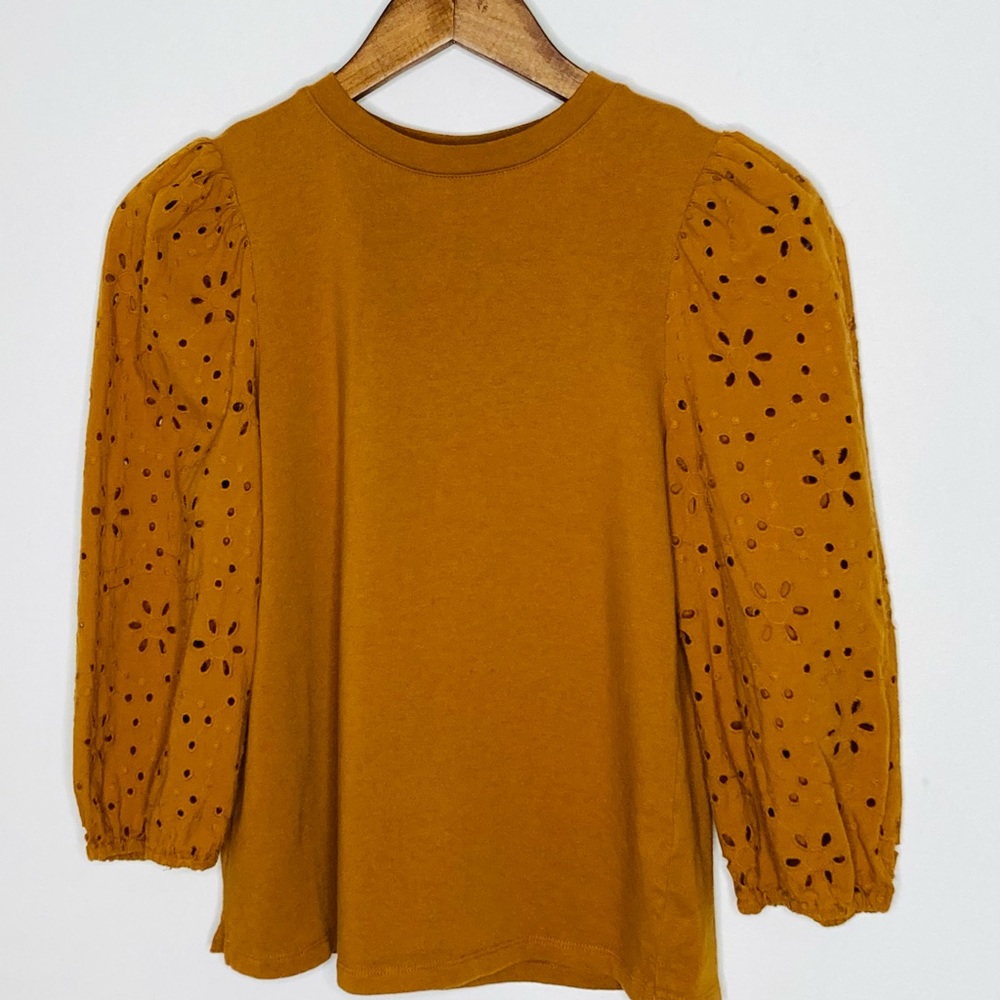 A NEW DAY Rust Eyelet Sleeve Long Sleeve Top Women’s XS